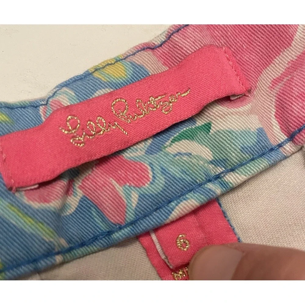 Lilly Pulitzer Buttercup Shorts 6 In Full Bloom Floral Scalloped Stretch Cotton